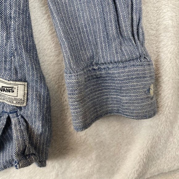 Vans Men's Selvedge Shirt XL Herringbone Button-Up Long-Sleeve Blue - Picture 11 of 12